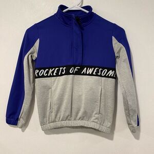 Rockets of Awesome Girls Size 7 Blue & Gray Quarter-Zip Pullover Sweatshirt